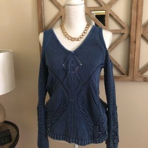Inc cold shoulder blue sweater